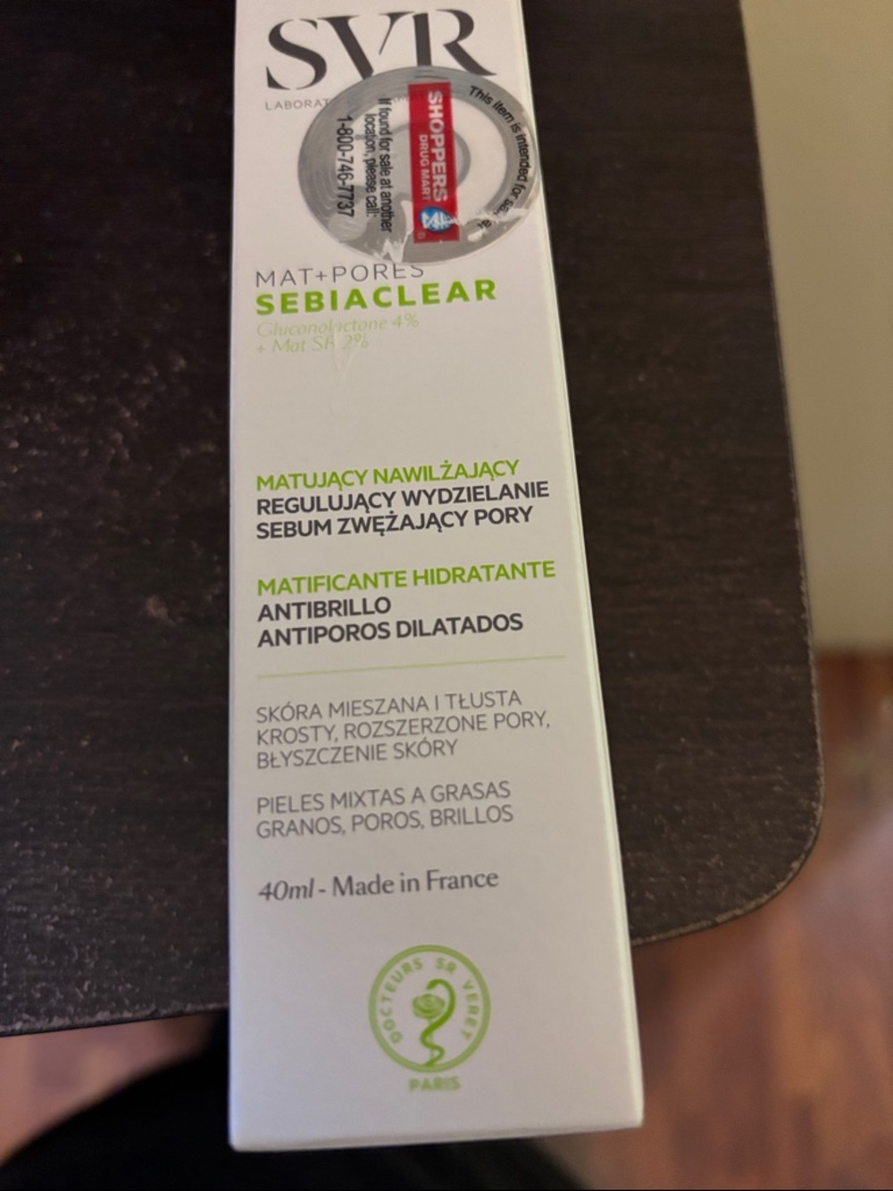 SVR Sebiaclear Mat+Pores Mattifying Hydrator in White with Green Text Brand New